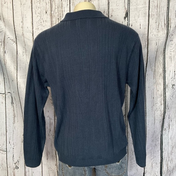 Saddlebred Blue Light Sweater Long Sleeve Knit Collared Top Mens Size Large - Picture 3 of 4